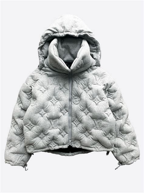 lv puffer jacket grey|vuitton pink fuzzy jacket.